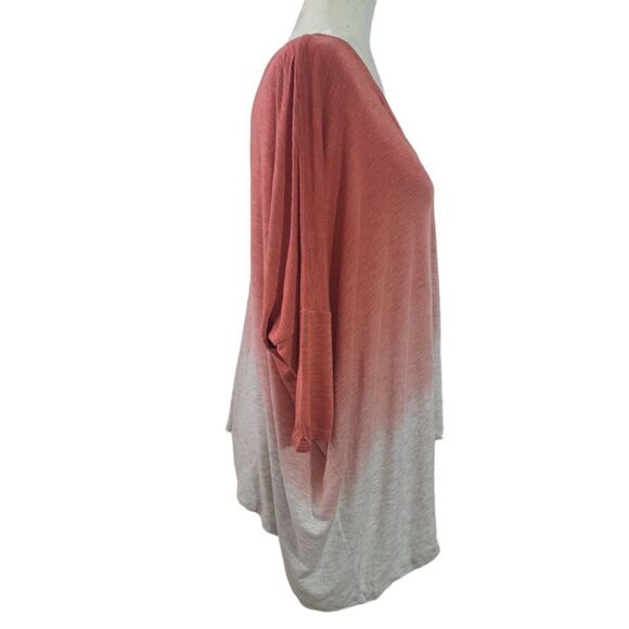 Dolan Women's Ombre Dusty Peach Boxy Oversize Rayon V Neck Top Vacation Sz Small - Picture 6 of 8